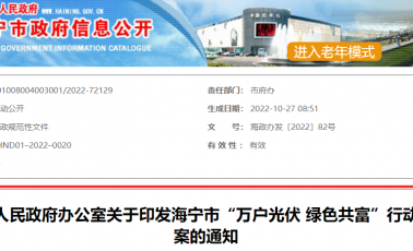 每瓦补1.2元，海宁实施“万户光伏绿色共富”行动