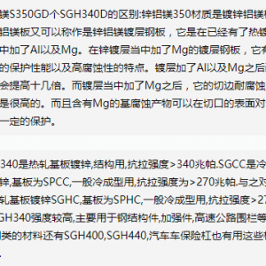 锌铝镁的340和350有什么区别？